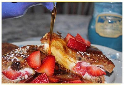 Stuffed French Toast with strawberries for breakfast